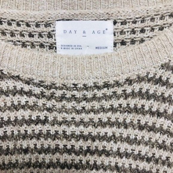 DAY & AGE Contrasting Knit Pullover Sweater In Sand Size Medium - Picture 7 of 9